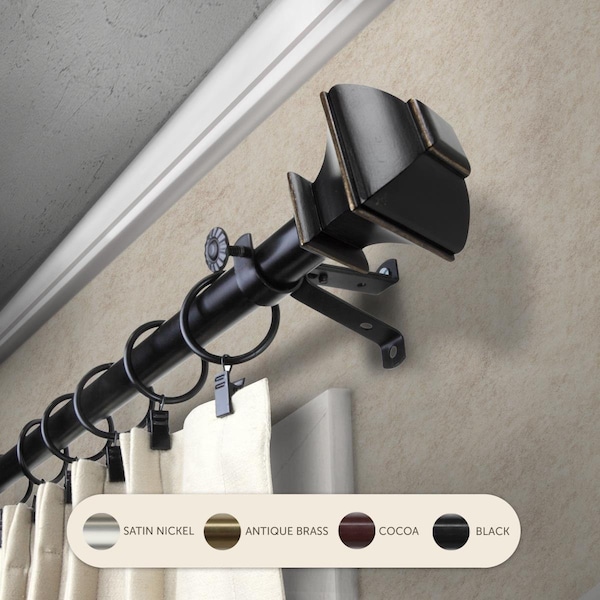 Central Design 0.8125 in. Vicky Curtain Rod with 28 to 48 in. Extension, Black 4882-282 - main